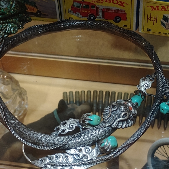 ๐ชธ STERLING SILVER CORAL ๐ชธ Sculptured Flower Boho CHOKER TAOS SOUTHWEST - Picture 8 of 16